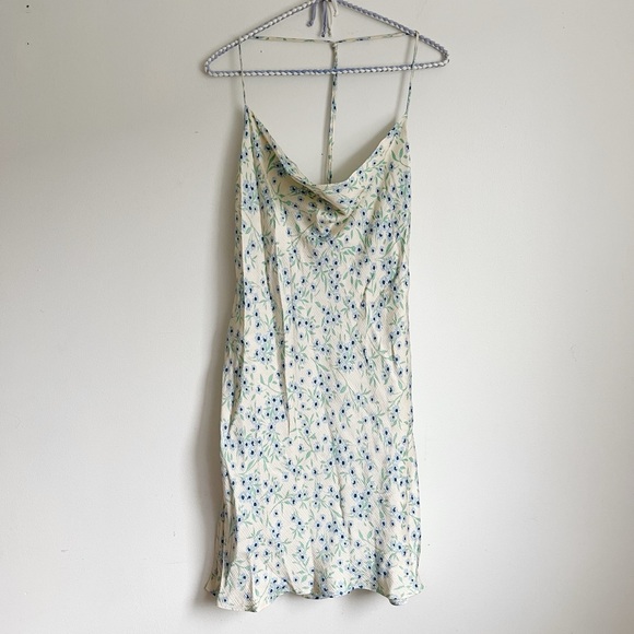 Zara Floral Cowl Neck Spaghetti Strap Slip Dress | Size Large - Picture 1 of 6